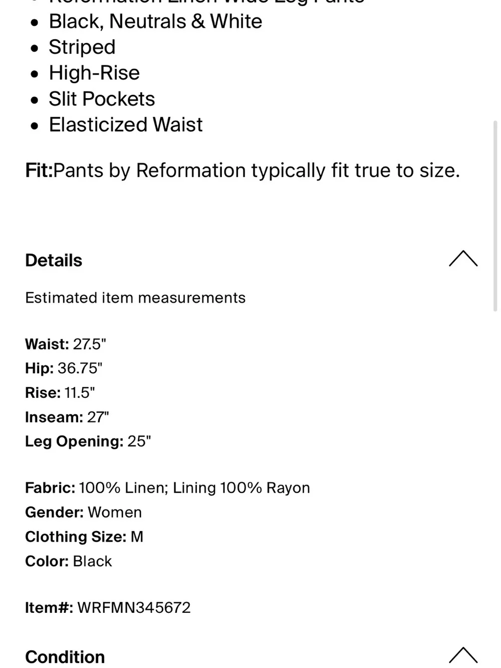 Reformation lightweight linen